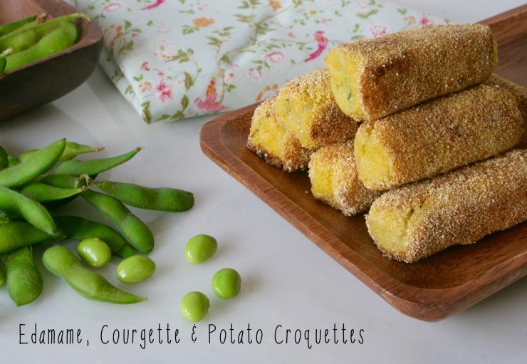 Edamame, Courgette and Potato Croquettes recipe vegan baby safe for baby lead weaning